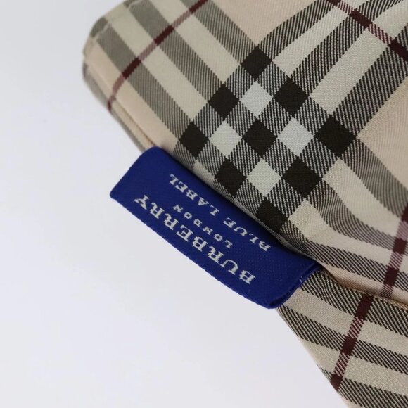 BURBERRY Nova Check Blue Label Tote Bag Nylon Beige Silver Auth - Picture 7 of 16